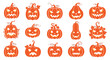 © MASJAB - Collection of carved Halloween pumpkins faces.