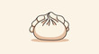 © kol - A cartoon dumpling with a rounded body and folded top, set on a plain background