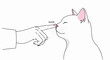 © lon - A finger gently boops a white cat's pink nose, with a subtle grey shadow