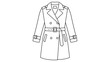 © Adnan - A professional trench coat vector icon featuring an editable stroke and minimalist line art illustration, perfect for fashion designs, clothing shop branding, and modern apparel graphic resources.