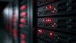 © mofreza - Data center server rack with red warning status lights