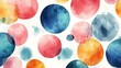 © Mahmud Creative - Organic watercolor painted circles in deep red, blue, orange, and teal tones with visible brushstrokes and splatters