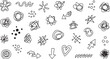 © LaboniAktar - Hand drawn doodle element set, black ink sketch icons on white background, 30 abstract scribbles and arrows vector collection for creative design