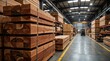 © Ruslan Abdullin - Large lumber warehouse with stacked wooden beams and planks