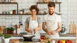 © Intelligent Horizons - A joyful man and woman collaborate in a bright contemporary kitchen actively engaged in cooking a healthy meal with fresh vegetables showcasing a warm and loving domestic lifestyle