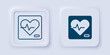 © Iryna - Filled and outline Heart rate icon isolated on grey background. Heartbeat sign. Heart pulse icon. Cardiogram icon. Square button. Vector