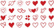 © Liton - Seamless vector illustration set of red and pink heart shapes on a white background for Valentine's Day romance and wedding card decoration