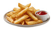 © James - Golden french fries with ketchup in a small bowl, isolated on transparent background