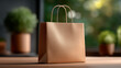 © piai - Blank Grocery Paper Bag Mockup Standing on Kitchen Counter - Realistic Everyday Shopping Scene with Soft Daylight and Professional Color Grading