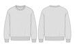 © akila - Comprehensive CAD technical drawing showcasing front and back views of a versatile grey crew-neck sweatshirt, ideal for fashion design, apparel development, and precise garment specifications