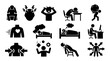 © Mediasegment - Stress and Burnout Symptoms Silhouette Icon Set – Mental Health and Exhaustion Concept Symbols
