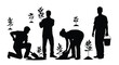 © Zubair - Silhouette illustration of people planting trees and gardening together
