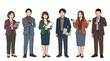 © Jumpei - スーツを着用し様々なポーズで並ぶ笑顔のビジネスマンとビジネスウーマンの男女