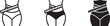 © PNG store - Set of black waist measurement vector icons featuring female figures for fitness and weight loss design projects and health applications
