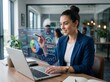 © Alisha - Business Woman applying AI technology and analytics for digital marketing, SEO analytics and advertising, data driven strategy, campaign optimization, smart dashboard and promotion performance chart.