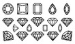 © Mst.Razia - Diamond line icon collection with gemstone symbols side top view vector isolated on white
