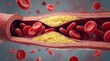 © Nats - Cholesterol buildup inside an artery illustrating heart disease risk and atherosclerosis.