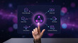 © Asad - Digital communication interface with collaboration icons, futuristic virtual screen for remote work, neon glowing unified messaging dashboard