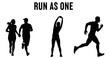 © Mahmud Hasan Rashed - Diverse people in silhouette running and stretching during morning light for fitness and unity concepts vector