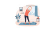 © Inara Studio - Senior Woman Doing Stretching Exercises at Home, Healthy Lifestyle Vector Illustration