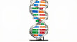 © Muhammad - Vibrant 3D rendered illustration of a complex human DNA double helix structure, symbolizing genetics, science, and the intricate code of life
