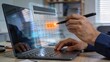 © Avery - Businessman selecting date on holographic calendar interface digital planning futuristic office technology remote work virtual schedule management corporate productivity modern