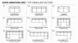 © jum - Sofa variation grid top view line vector illustration.