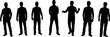 © MSTMONIRA - Collection of standing man silhouettes in different poses showing casual posture variations isolated on white background for design use