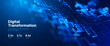 © ec0de - Digital Tech Background. Blue Glowing Pixel Circuit Dot Pattern. Data Lines for Tech Innovation, Science Research, AI Artificial Intelligence and Big Data Presentation. Vector Illustration