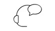© MDPARVEJ - Minimalist vector icon illustration of a customer support headset with a speech bubble, representing call center services, online communication, and technical assistance in a clean line art style.