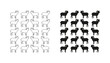© Elevate - Set of ram silhouettes and outline drawings featuring curly horns arranged in a grid pattern isolated on white background for farm and livestock branding