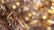 © savittree - Elegant musical notes surrounded by shimmering golden bokeh lights creating a festive and enchanting atmosphere