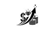 © Cetak - Black and white money growth icon.