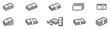 © Yehor - Cash line icon collection with stacked banknotes, bundled money and currency payment symbols on transparent background
