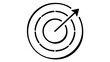 © Sanjida - Clean minimalist vector icon of a target with an arrow pointing up and out, symbolizing business growth, strategic goals, success, and expansion. Scalable flat illustration for corporate use.