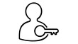© Sanjida - Minimalist vector icon illustration of a person silhouette with a key symbol, representing user access, security login, account authentication, and privacy protection in a clean line art style.