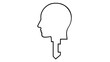 © AbdullahAl - Identity management vector icon illustration featuring a minimalist line art profile of a human head integrated with a key shape, symbolizing security, access control, and digital privacy.