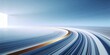 © Giggles - Blue abstract curved arc background with amber accent lane, clean copy space, modern technology header design for business presentation