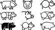 © MdAshik - Cute Pig Icon Collection Featuring Minimal Farm Animal Symbols for Agriculture Livestock Branding Children Designs and Organic Food Projects