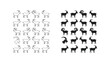 © Nova - Collection of goat silhouettes showing various breeds and postures in outline and solid black for farm and livestock branding