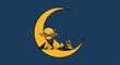 © cumi - Golden crescent frames Egyptian pyramids, sphinx, and cobra symbol