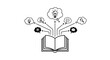 © Putra - Book with lightbulb and icons.