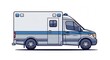 © Phung - 白い救急車が青い線で描かれたイラスト