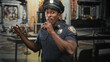 © Krakenimages.com - Police officer man with index finger to lips for silence in ornate museum building, raised hand gesturing to stop; authority security.