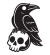 © M - Silhouette Raven Crow on Skull Decal