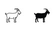 © Zenith - Goat farm animal icon set with horns featuring outline and solid black silhouette designs for agriculture and livestock branding concepts isolated on white background vector illustration
