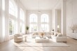 © AkuAku - sunlit expansive white room showcasing impressive ceiling height