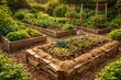 © TheWaterMeloonProjec - Sustainable vegetable garden with raised wooden beds and cardboard lasagna layering