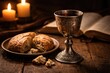 © Emin - Traditional Holy Communion items displayed on a dimly lit table