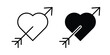 © Bell - Heart with arrow icon illustration design vector set in black.
